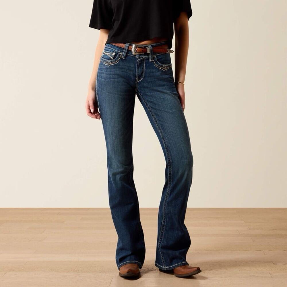 Ariat R.E.A.L. Mid Rise Stretch Entwined Boot Cut Jean Size 31 Regular Cowgirl